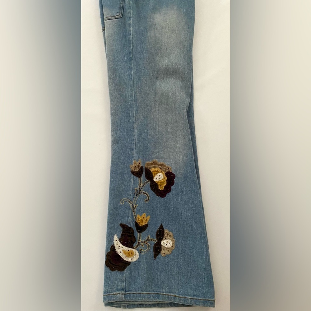 Alexandra Bartlett Jeans Bootcut Boot Cut embroidered appliqué size 6 Petite - Picture 12 of 13